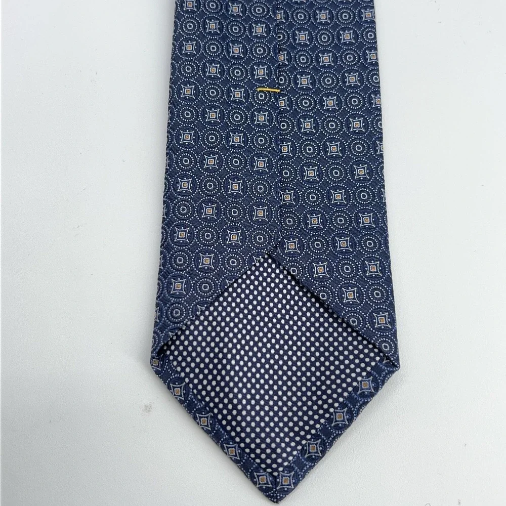Eton‎ Silk Tie Mens Blue Geometric Medallion Necktie Made In Italy Luxury NWT